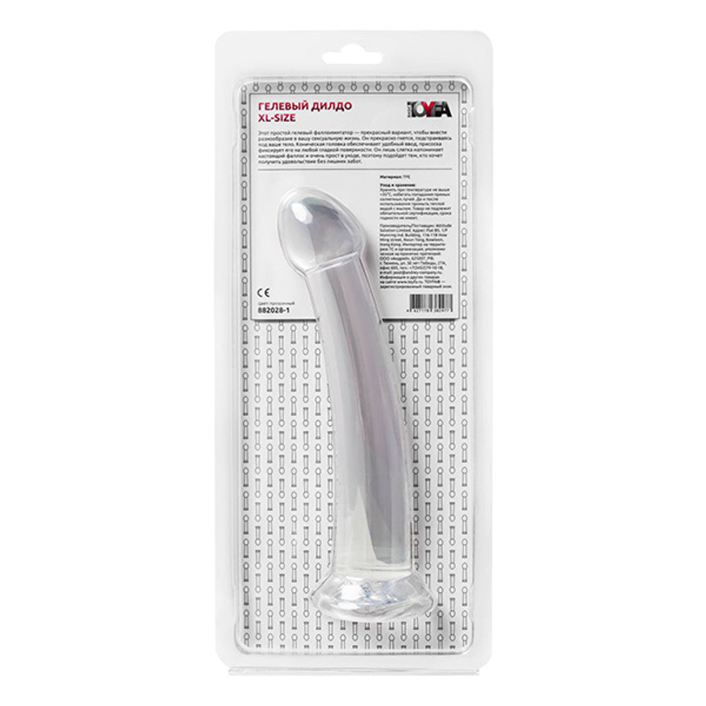 Прозрачный нереалистичный фаллоимитатор 22см ToyFa Jelly Dildo XL 882028-1