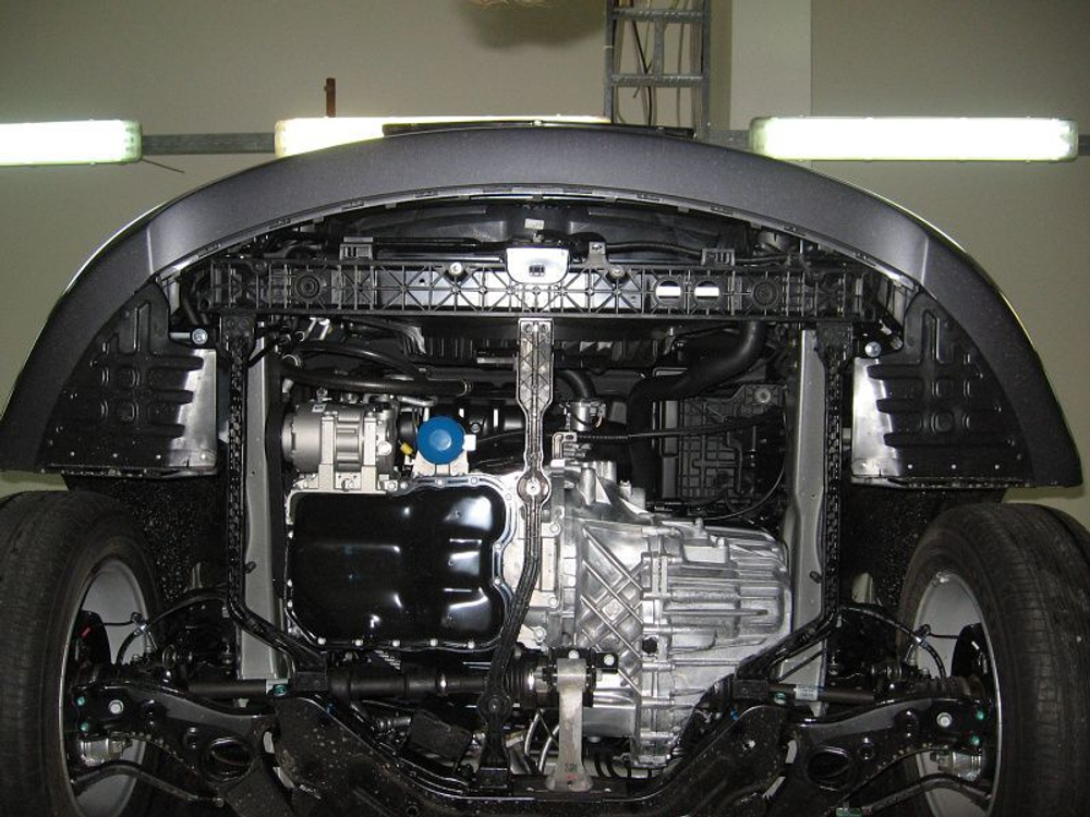 Защита картера двигателя, КПП (2 мм, сталь) для Hyundai Sonata 2010-2014 (V = 2.0; 2.4), Hyundai Grandeur 2011-2016 (V = 3.0 AT) Sheriff.10.1923