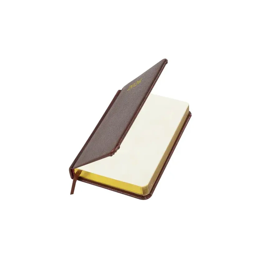 Ежедневник датированный 2026, МАЛЫЙ ФОРМАТ 100х150 мм, А6, BRAUBERG "Iguana", под кожу, коричневый, 117253