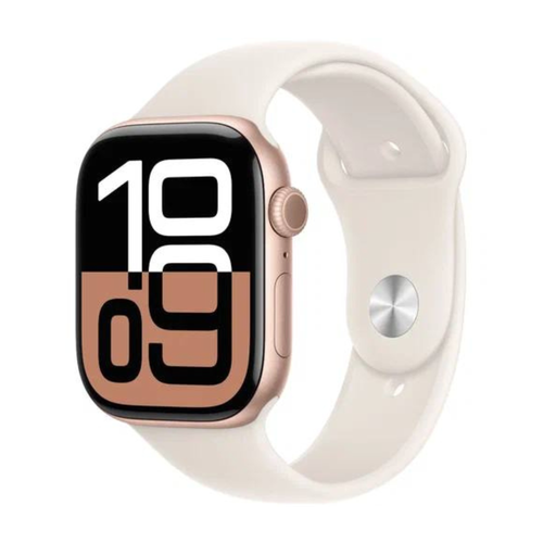 Apple Watch 10 46mm Rose Gold Case with Sport Band S/M, Starlight