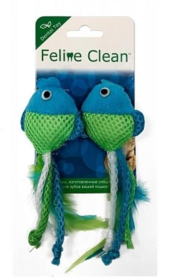 Feline Clean Игрушка для кошек Dental Рыбки, ленты и перья
