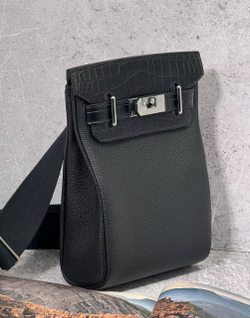 Сумка-слинг Hermes вставка из кожи крокодила