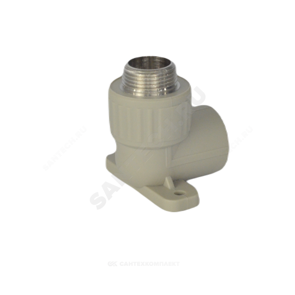 Угольник PP-R комбинированный серый Дн 25х3/4" НР с креплением VALFEX 10121125Г