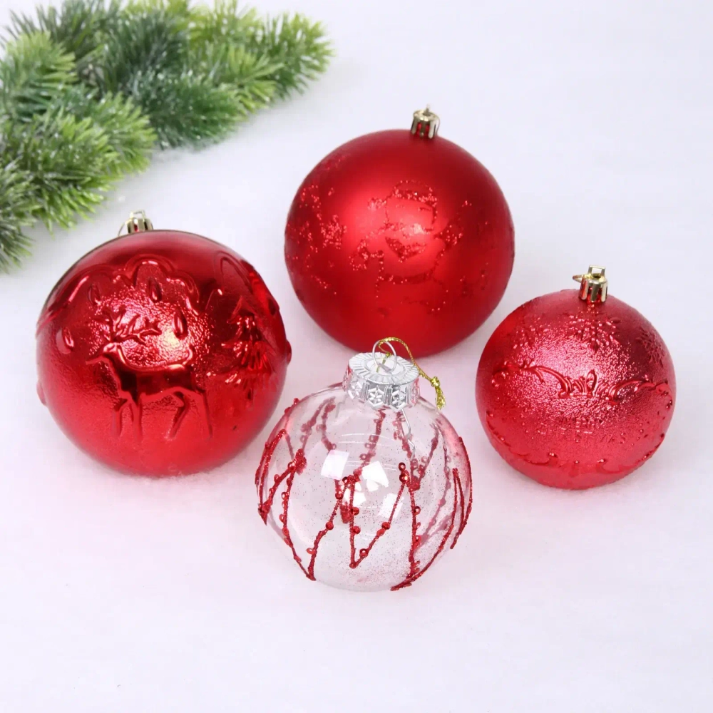 Набор шаров «Wonderful highlights» 8 см + 10 см (24 предмета), Красный