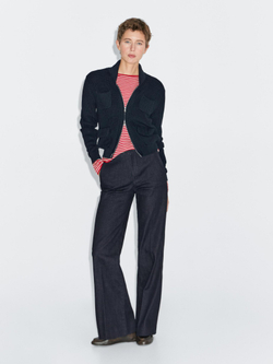 Massimo Dutti Расклешенные джинсы с высокой посадкой, темно-синий