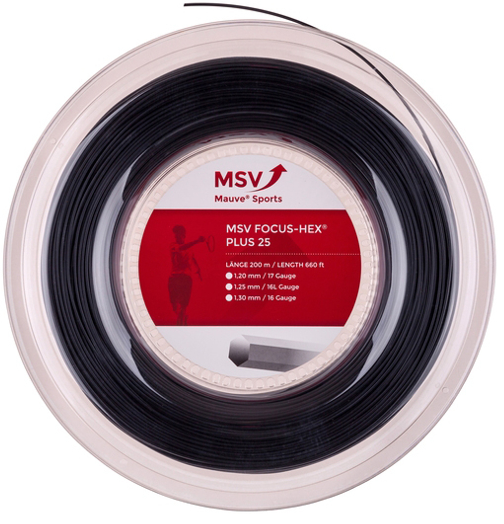 Теннисные струны MSV Focus Hex Plus 25 (200 m) - black