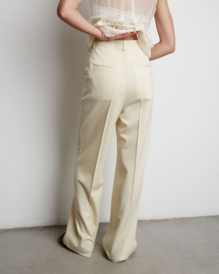 Брюки из шерсти молочный