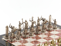 Шахматы "Греческая мифология" доска 360х360 мм мрамор креноид металл R119411