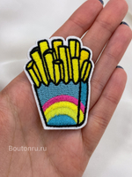 Нашивка "картошка фри" желто-голубая 5,5х4 см