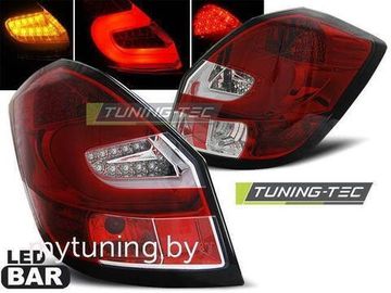 Задние фонари Skoda Fabia 2 red white led bar