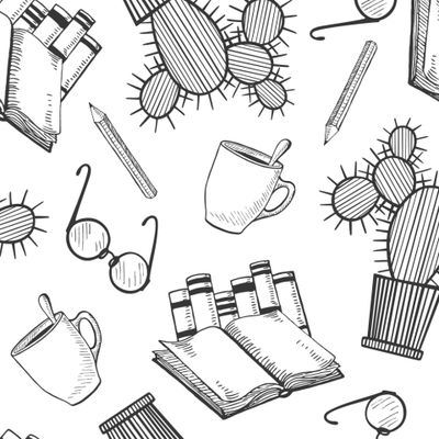 КАКТУСЫ И РАЗНЫЕ ПРЕДМЕТЫ НА БЕЛОЙ ТКАНИ