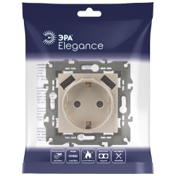 14-4109-04 ЭРА Розетка 2P+E 16A-250В, штор. с 2xUSB 5В-3А, Эра Elegance, шампань | Elegance Шампань
