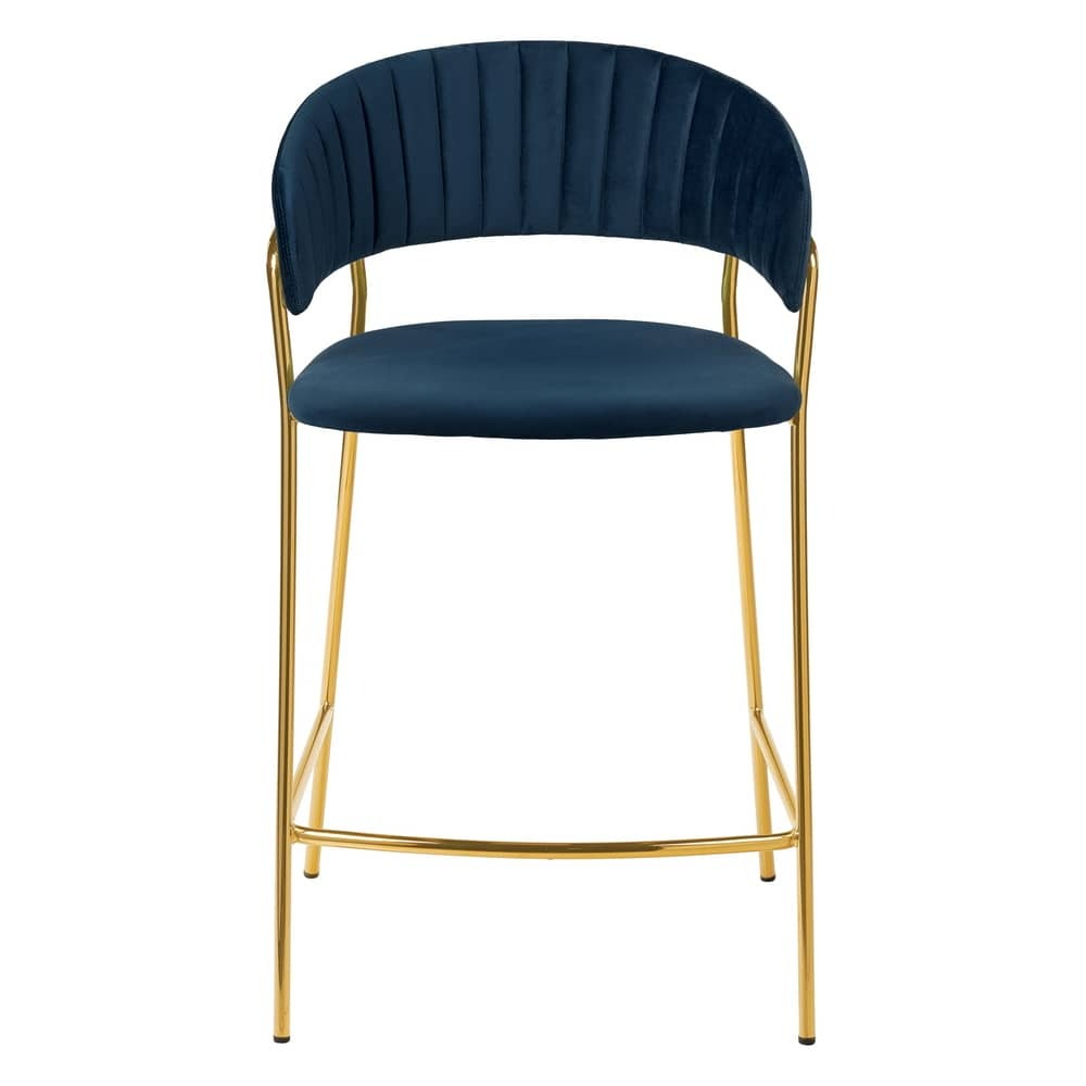 Стул полубарный Turin синий с золотыми ножками
