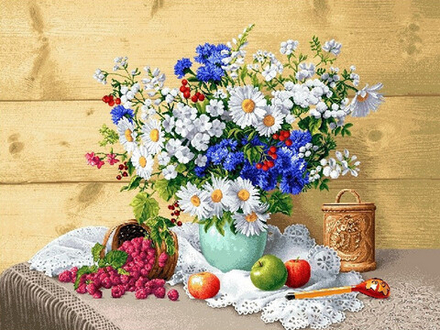 Гобеленовая картина "D. ПОДАРОК БАБУШКЕ" в багетной раме, Россия.