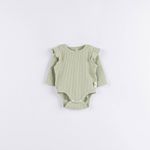 Боди с длинным рукавом и крылышками "Шалфей" из хлопка в рубчик 0-3 м