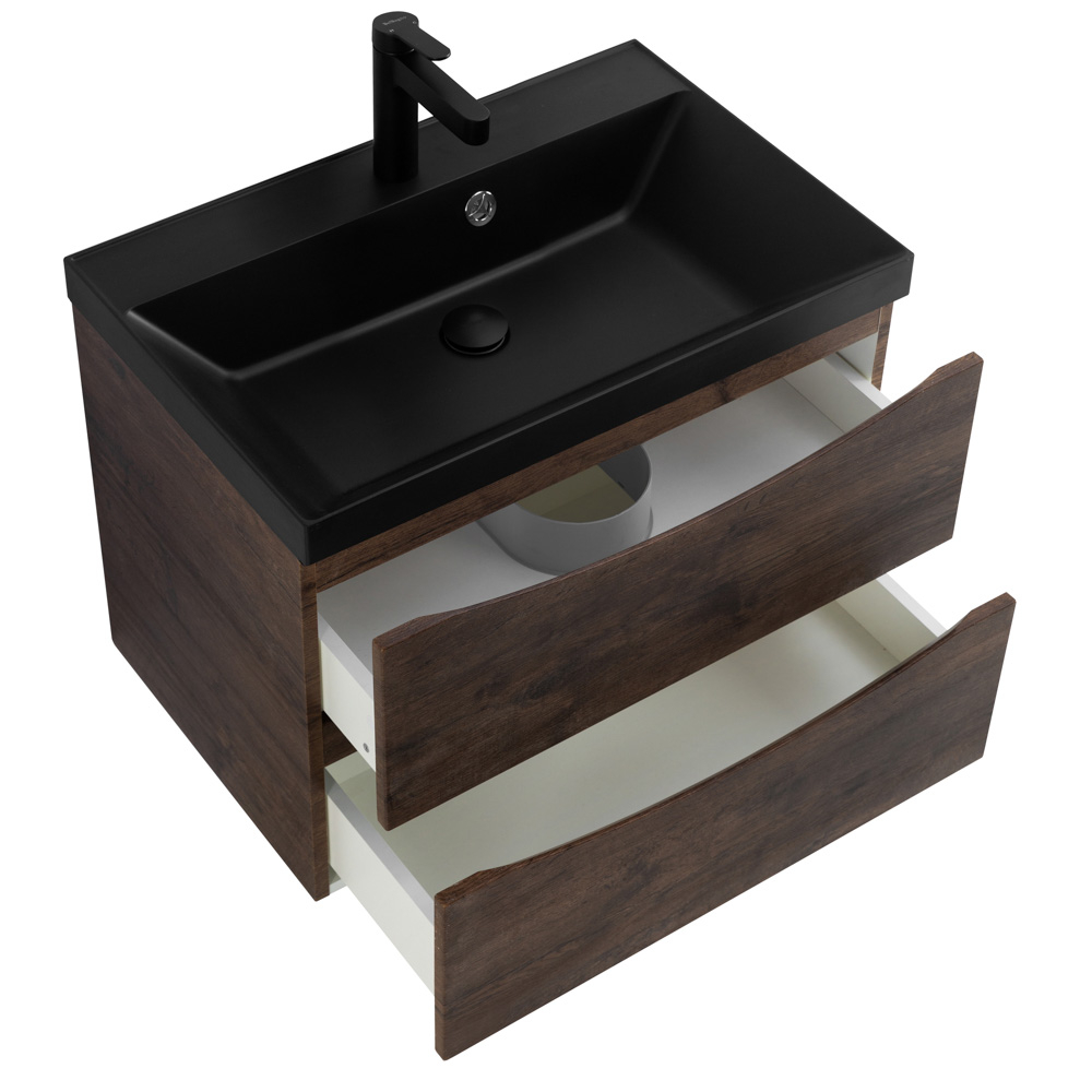 Тумба подвесная BelBagno MARINO-700-2C-SO-RW-P с черной раковиной