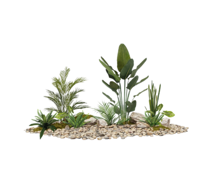 Напольная композиция в стиле тропики со стрелицией, длина 2-2,5 м