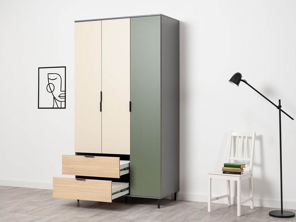 Марвэл Шкаф 16.317.03 Темно - серый / Плэйн / Дымчатый Зеленый
