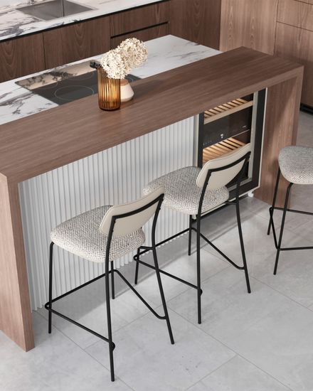 Стул полубарный Casey серый с серой экокожей