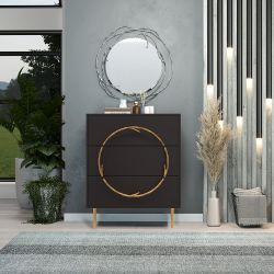 Комод Арт Колор matte Стайл Голд с 3 ящиками Терпкий коричневый матовый