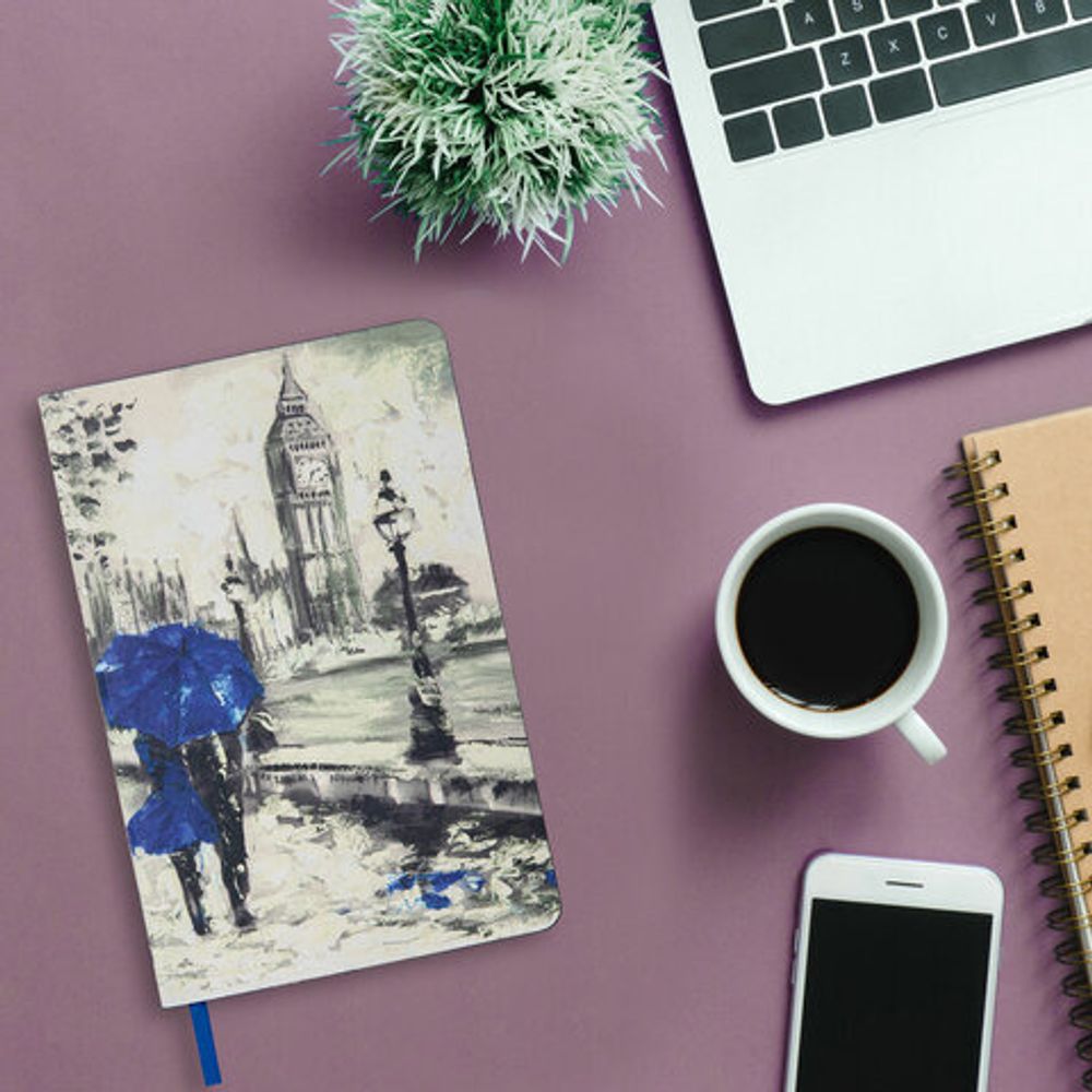 Ежедневник недатированный А5 (138х213 мм), BRAUBERG VISTA, под кожу, гибкий, 136 л., "London", 111993