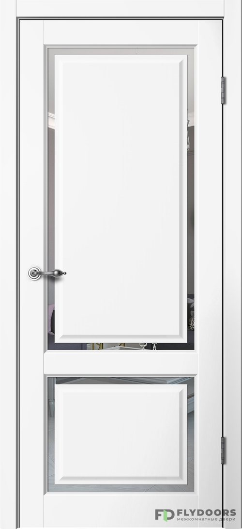 Межкомнатная дверь Estetic E02 (Зеркало) Белый эмалит