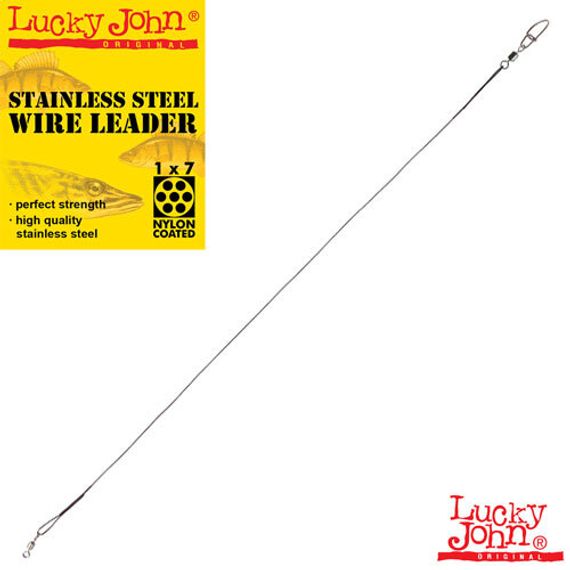 Поводки стал. Lucky John SSW 1x7 оснащ. вертл. и вертл. с застёж. диам.0.45мм/06кг/15см/ 2шт.