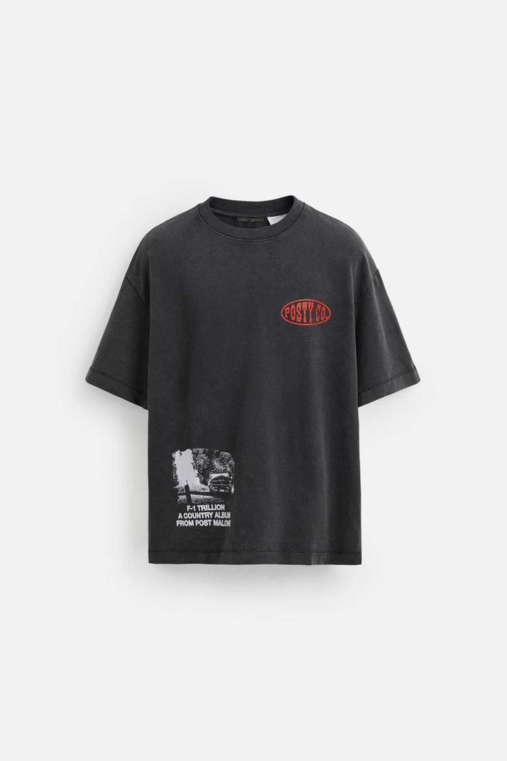 ZARA ТОЛСТОВКА С ПРИНТОМ POST MALONE™, ТЕМНЫЙ АНТРАЦИТ