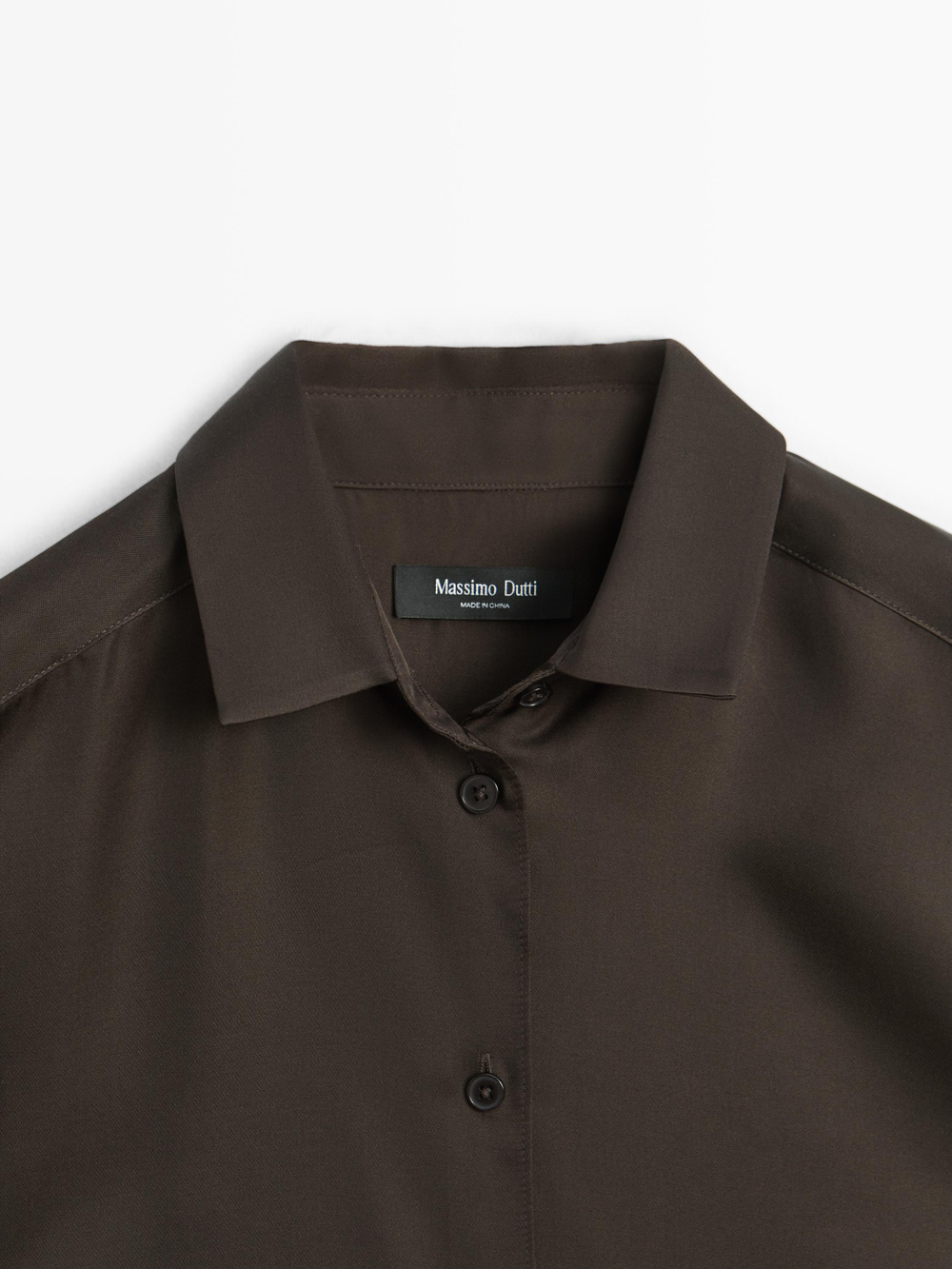 Massimo Dutti Струящаяся атласная рубашка, коричневый