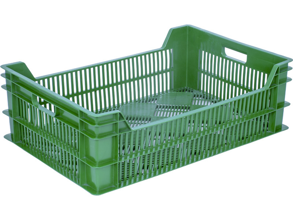 Ящик перфорированный 600×400×190, арт.: 106, объём 48, зелёный, код: 01035