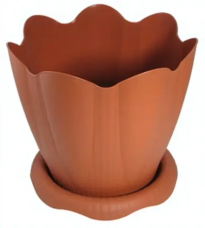 Горшок для цветов пластиковый 5,3л d-24см «Эдельвейс» с поддоном терракотовый С193Т