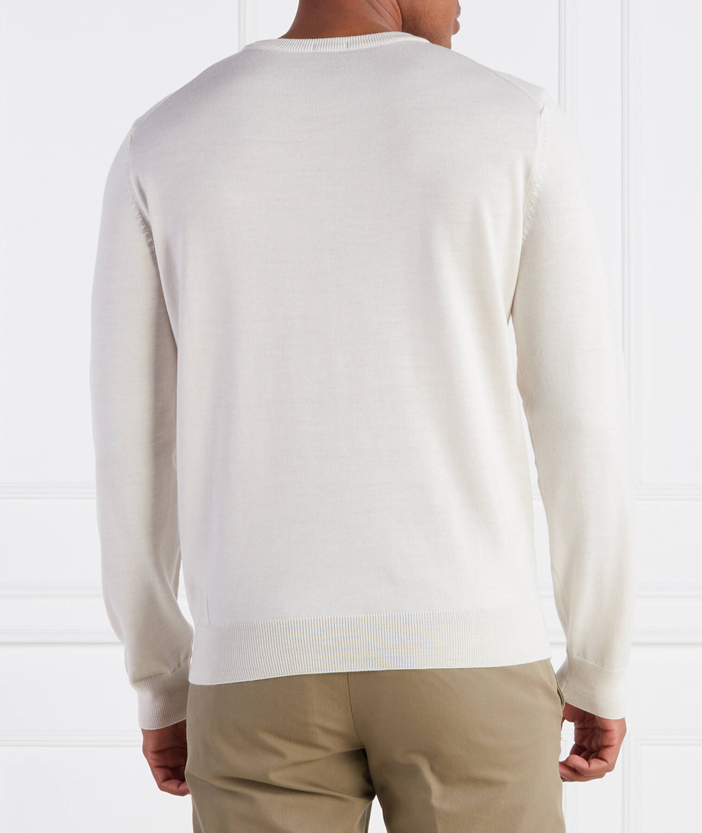 Хлопковый свитер baram-l BOSS BLACK - кремовый(50476363)