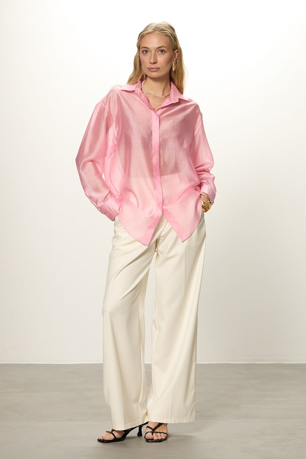 Рубашка Хельсинки розовый шифон