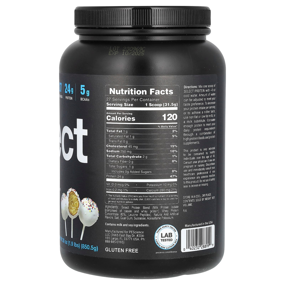 PEScience, Select Protein, Amazing Cake Pop, 850,5 г (1,9 фунта)