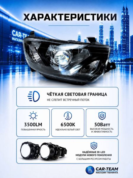 Фары на Лада Гранта FL передние с Bi LED модулями 3.0 дюйма (под ключ)