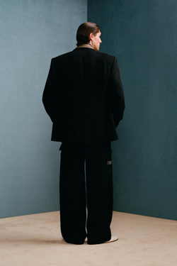 ZARA X WILLY CHAVARRIA БЛЕЙЗЕР ИЗ ВИСКОЗЫ, ТЕМНО-СИНИЙ