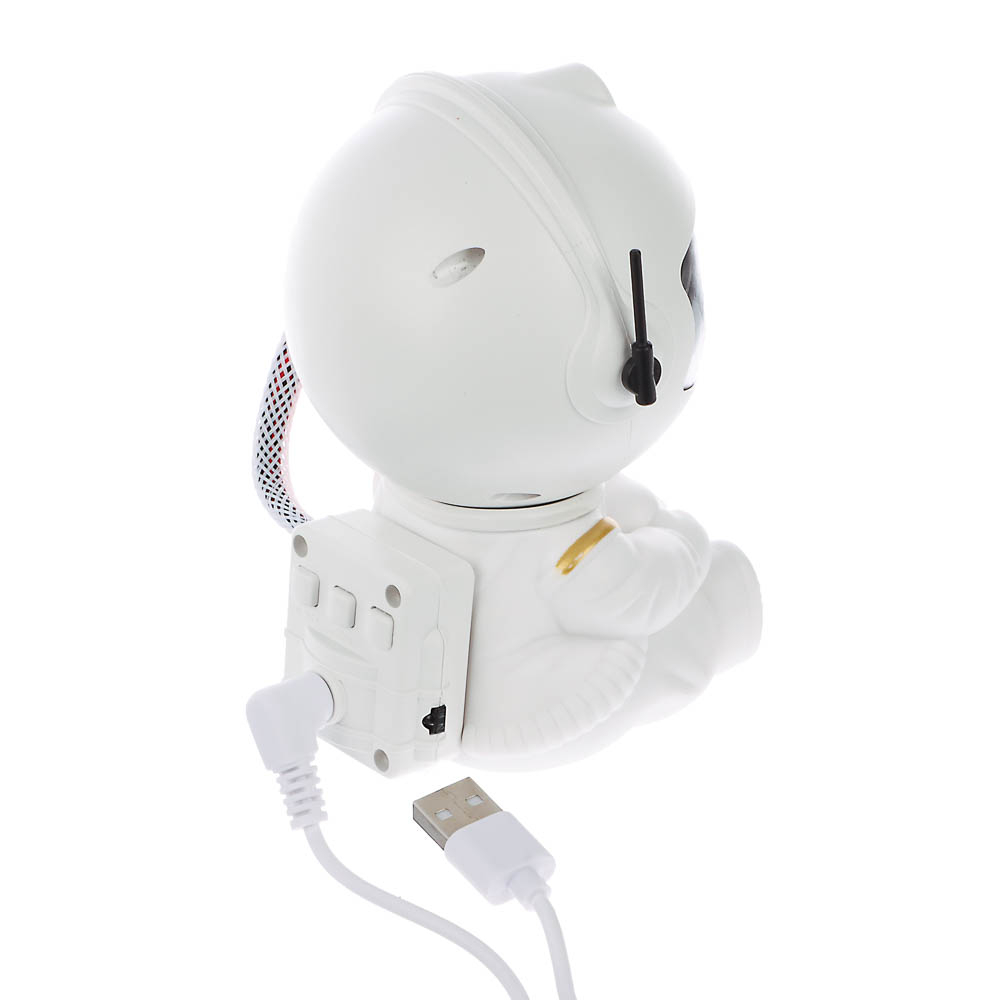 Светильник-ночник проектор неба BY Космонавт, 5W, пульт ДУ, USB, 9x8x13см, пластик, белый