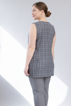 Удлинённый жилет 2980АЕ, клетка #406Кд062980АЕ