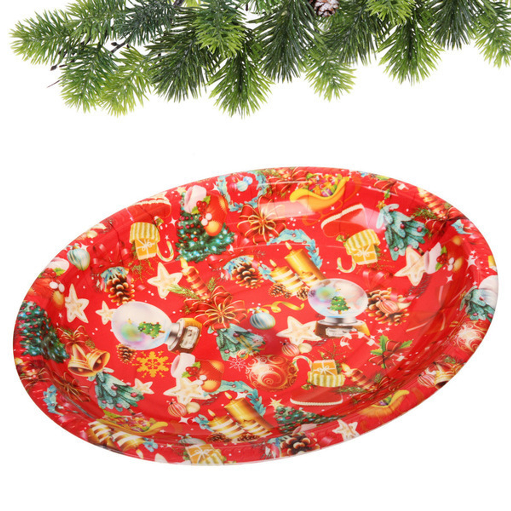 Поднос пластиковый «Новогоднее подарки» 34*26см