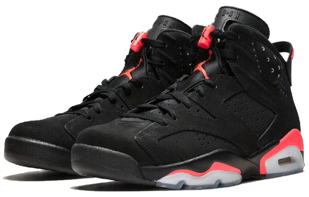 Jordan Air Jordan 6 Retro Infrared Black 3m leather suede shock absorption non-slip high-top retro basketball shoes men's black and red 2014 edition