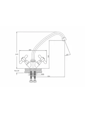 Смеситель для кухонной мойки Haiba латунь, с высоким поворотным изливом, хром HB4125