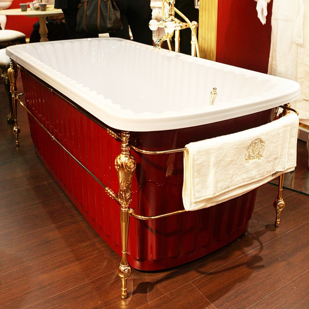 Ванна Migliore Olivia console 24268 174x80 см. акриловая отдельностоящая золотая/красная