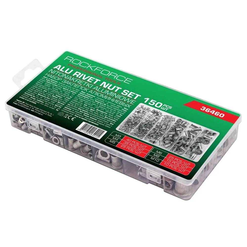 Заклепки резьбовые алюминиевые М3-М10, набор 150пр. RockFORCE RF-36460