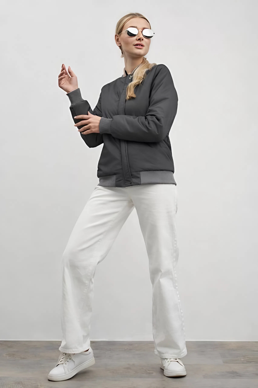 Бомбер женский демисезонный "HN-4" темно-серый