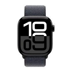 Apple Watch Series 10, 46 мм, алюминий цвет «чёрный глянец», спортивный браслет цвета "Ink"