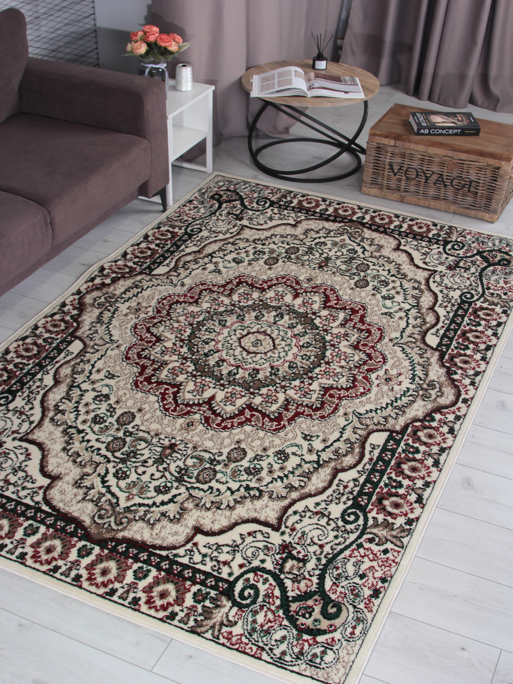 F670 - CREAM-RED - Дорожка - коллекция DARGA ширина 80 см