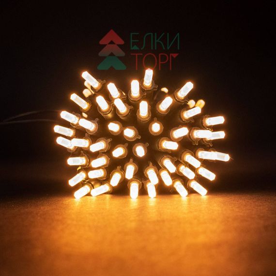 Светодиодная нить Самоцветы 100 теплых белых LED ламп, 10 м., 220В, зеленый провод, Beauty Led (SAM100-13-2WW)