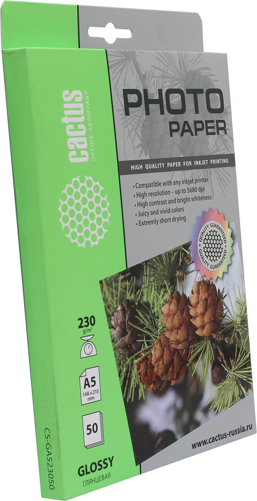 Cactus CS-GA523050 (A5, 50 листов, 230 г / м2) бумага глянцевая