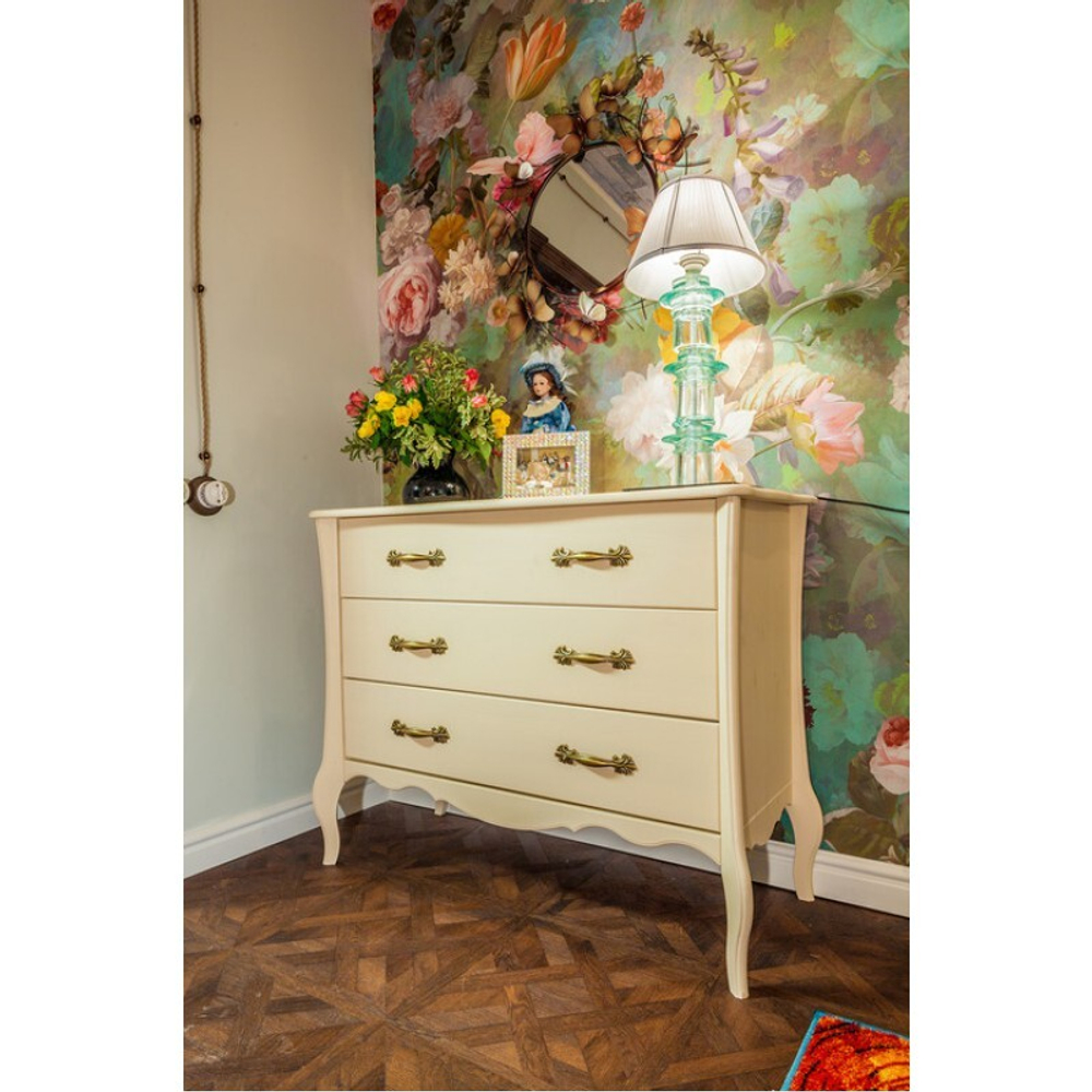 Комод «Прованс» с тремя ящиками бежевый воск