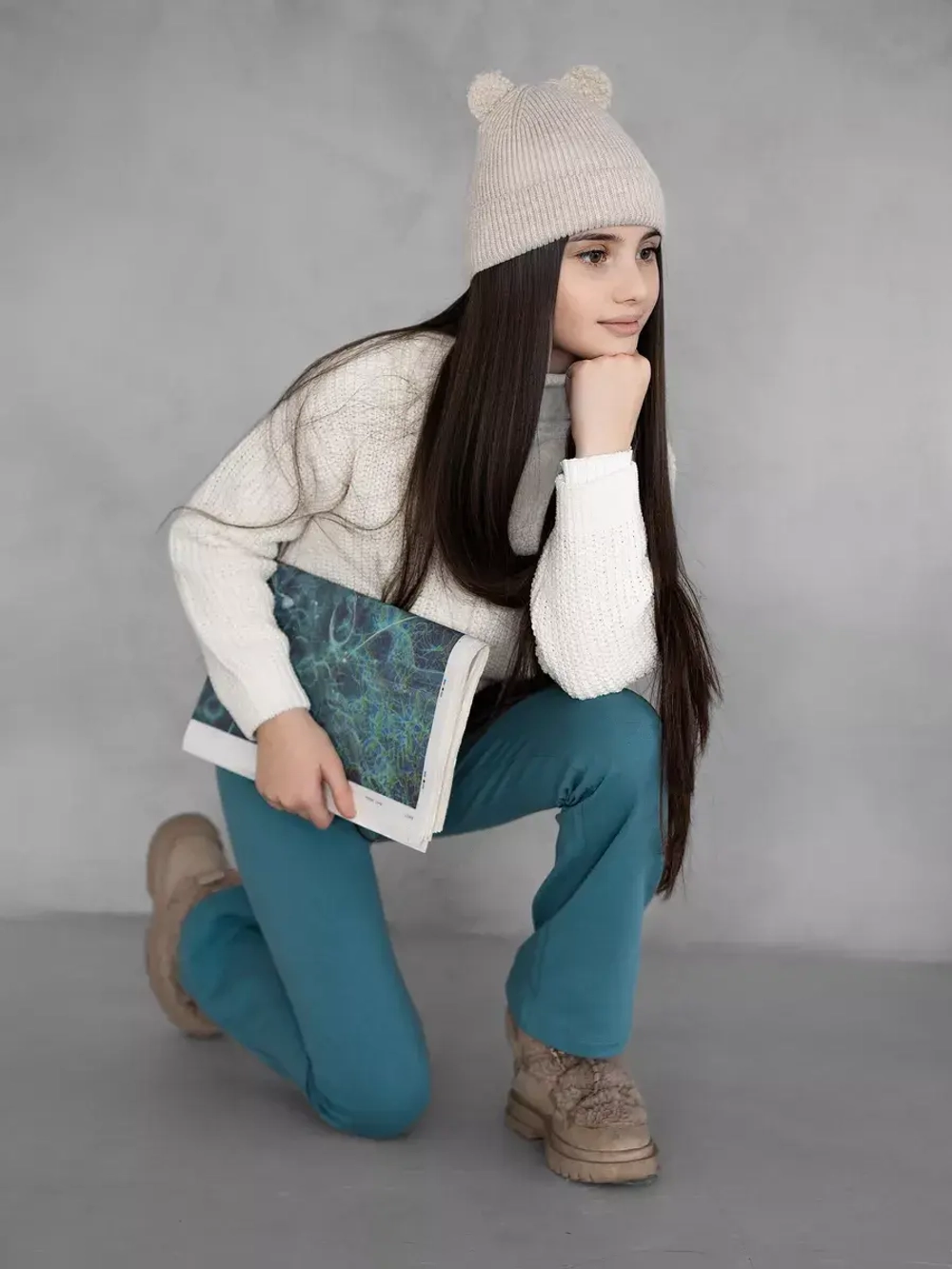 Штаны для девочки клеш голубые